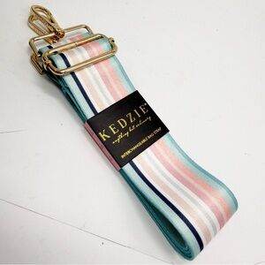 NWT Kedzie Interchangeable Bag Strap Pink Turquoise Stripes Gold Hardware